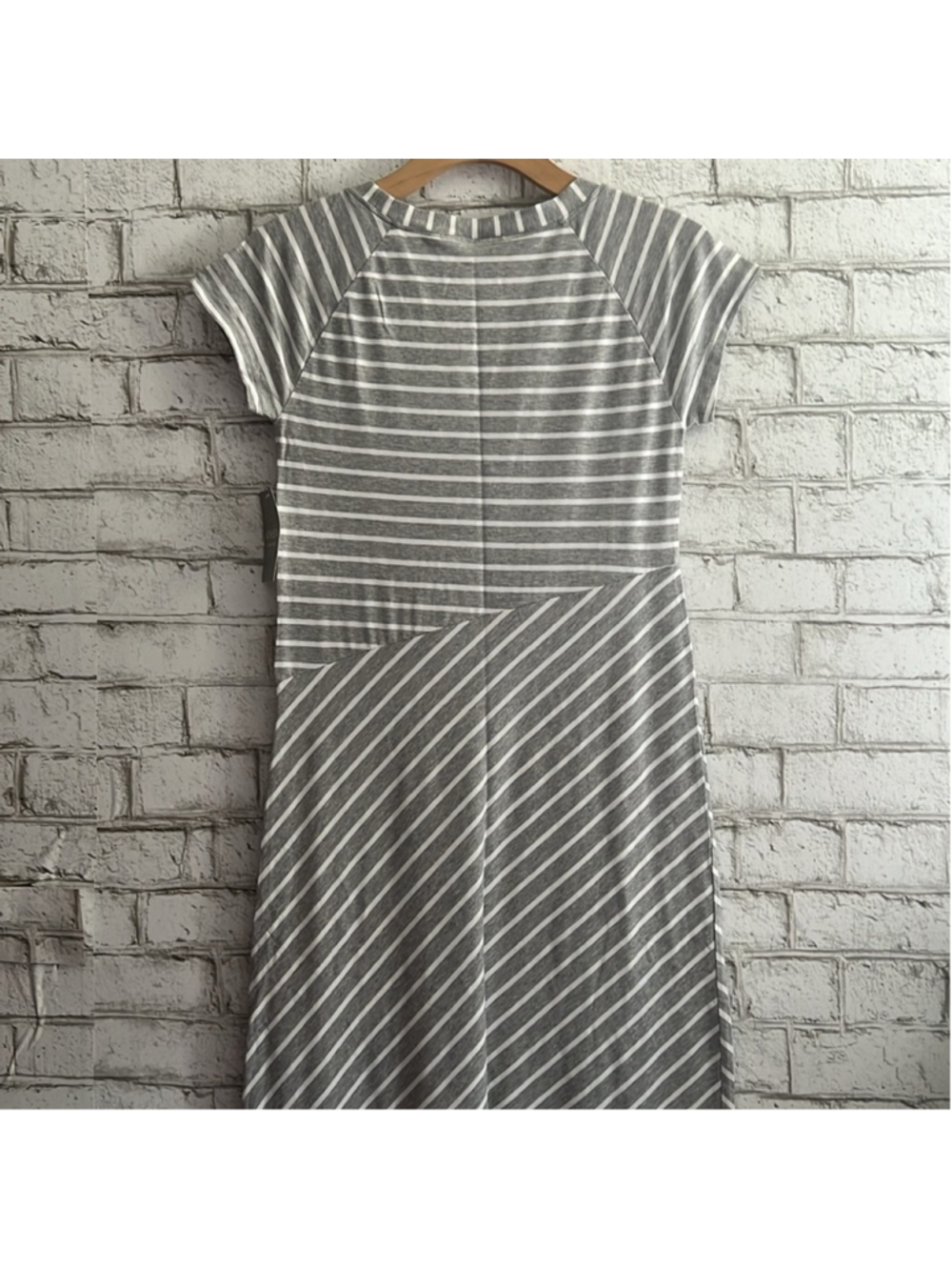 NWT Athleta Striped Tee Shirt Maxi Dress Size Small gray cotton modal - Picture 10 of 11